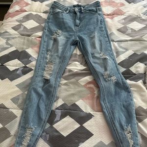 Blue ripped jeans